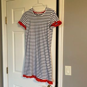 Boden T-Shirt Ruffle Stripe Dress 8
